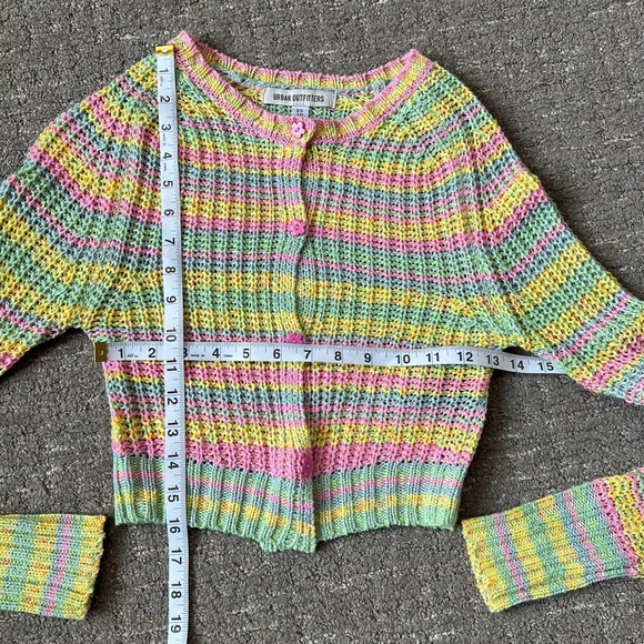 Urban Outfitters Striped Cardigan With Flower Buttons Size XS - Picture 3 of 5